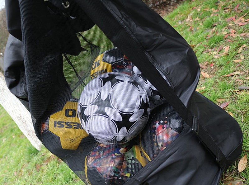 IPENNY Extra Large Mesh Ball Bag Waterproof Equipment Duffel Bag Heavy Duty Net Ball Shoulder Bag Basketball Volleyball Soccer Rug Ball Football Carrying Bag Tote Storage Sack with Drawstring for 10-15 Balls - Image 4